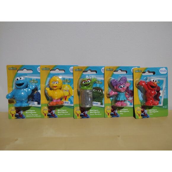 Sesame Street Mini Figures Toy Collectible Cards Set: Cookie Elmo Abby Oscar Big - Picture 1 of 8